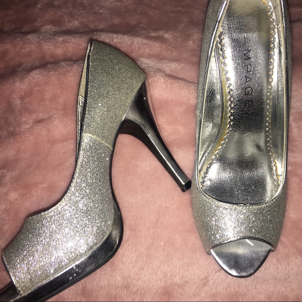 Sparkly silver heels